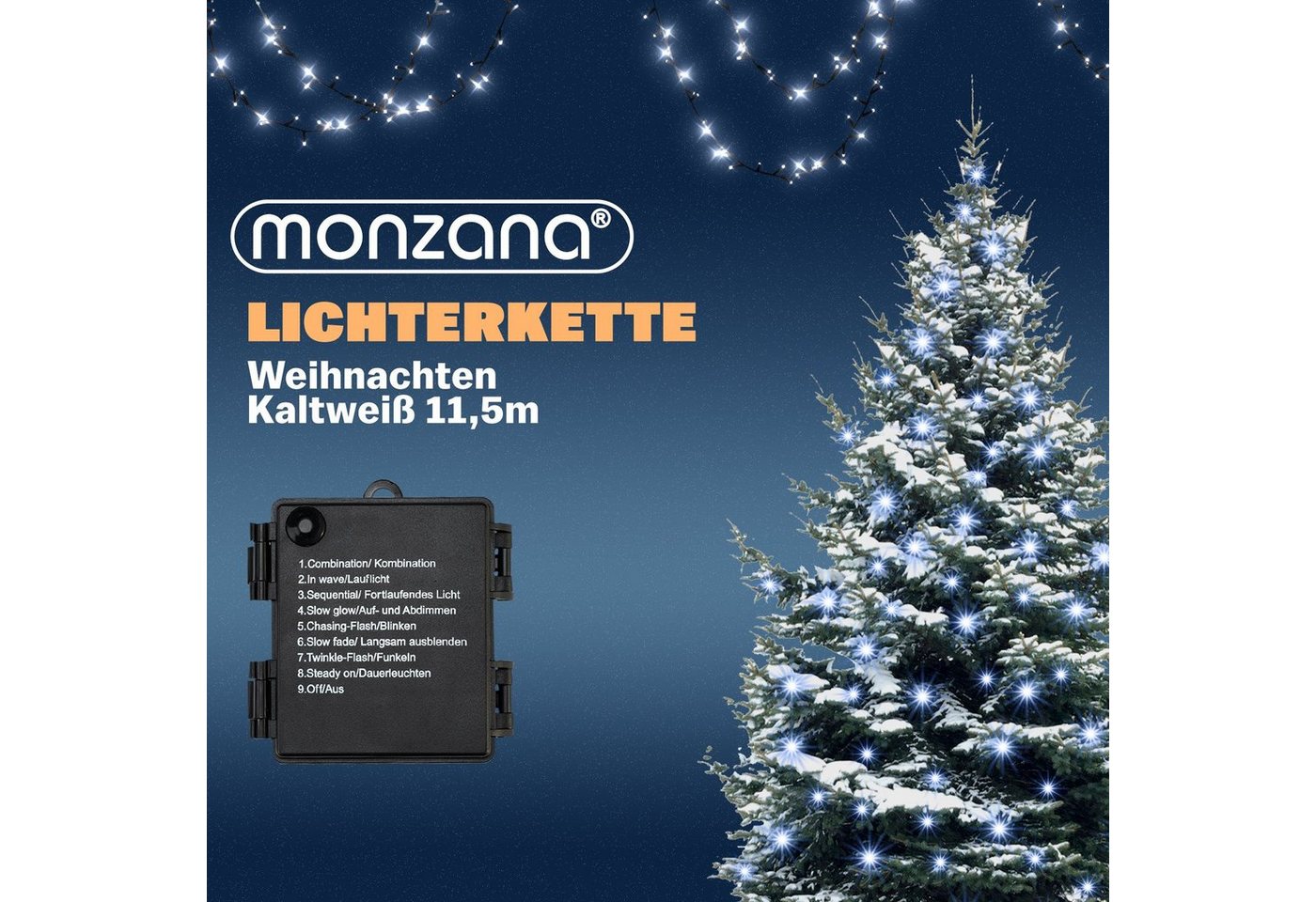 Deuba Lichterkette, 160 LED Außen Timer 8 verschiedene Leuchtmodi IP44 Dimmbar Batterie