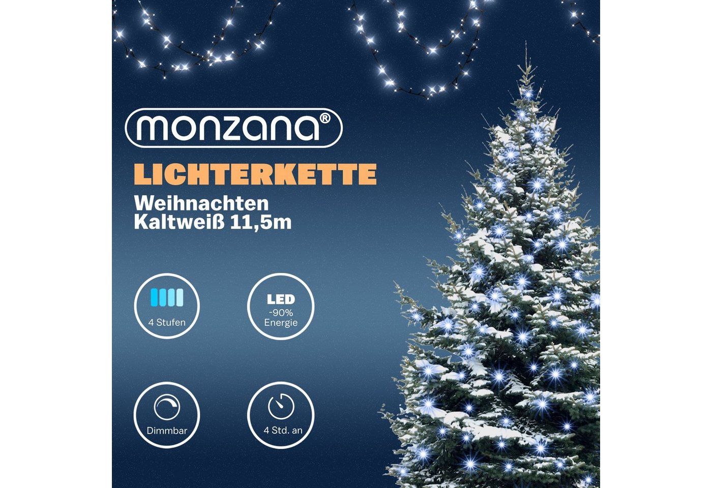 Deuba Lichterkette, 160 LED Außen Timer 8 verschiedene Leuchtmodi IP44 Dimmbar Batterie Bild 4