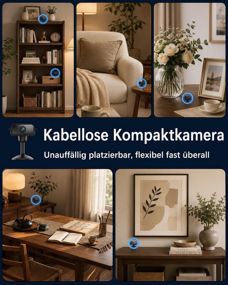 SpionProfi Überwachungskamera 4K Wifi Mini Kamera 2,4/5 Ghz Wlan Innenkamera mit Nachtsicht 150° (Innenbereich, 1-tlg., Wifi Wlan Live 4K Kamera mit Bewegungsmelder für Haus Büro uvm) Bild 3