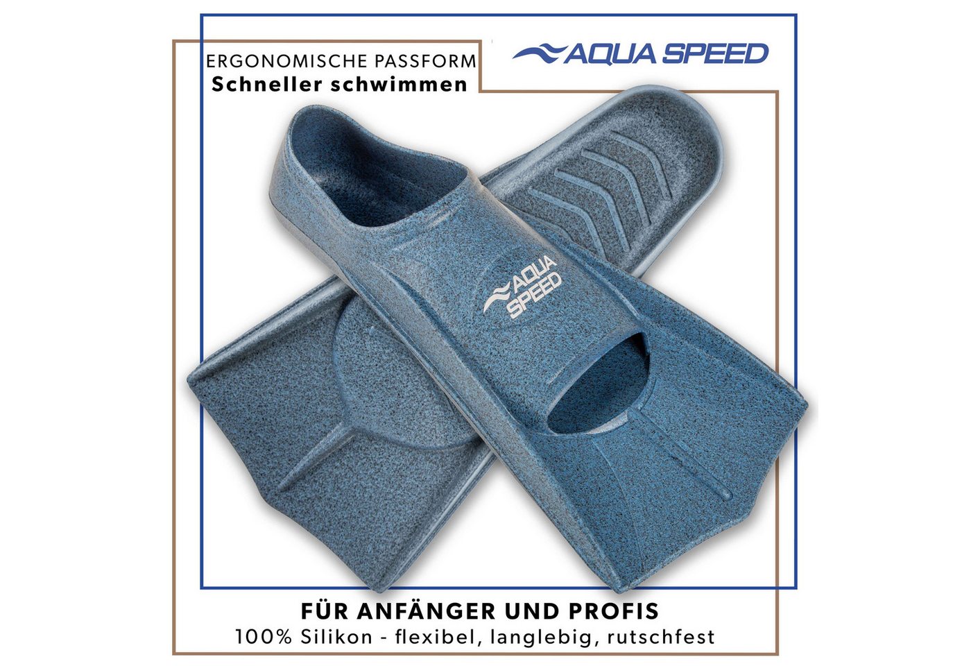 Aqua Speed Flosse Kurze Schwimmflossen aus Silikon für strukturiertes Schwimmtraining (Fokussiertes Schwimmtraining mit Trainingshilfe 37/38), Silikonmodell für ruhige Bewegungsabläufe und stabile Technik