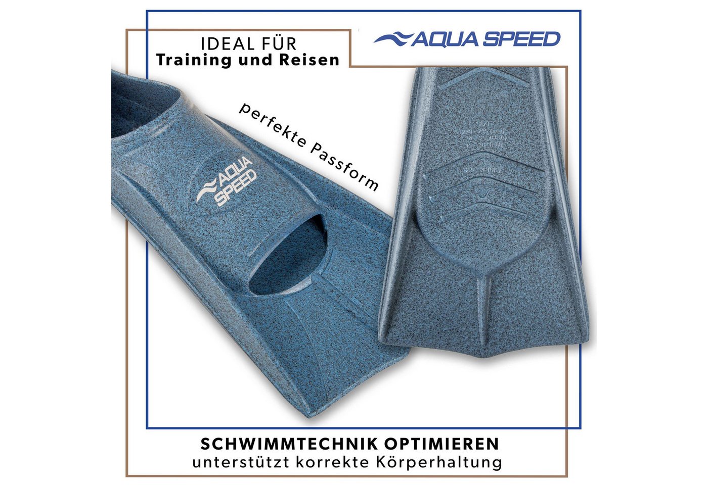Aqua Speed Flosse Kurze Schwimmflossen aus Silikon für strukturiertes Schwimmtraining (Fokussiertes Schwimmtraining mit Trainingshilfe 37/38), Silikonmodell für ruhige Bewegungsabläufe und stabile Technik Bild 4