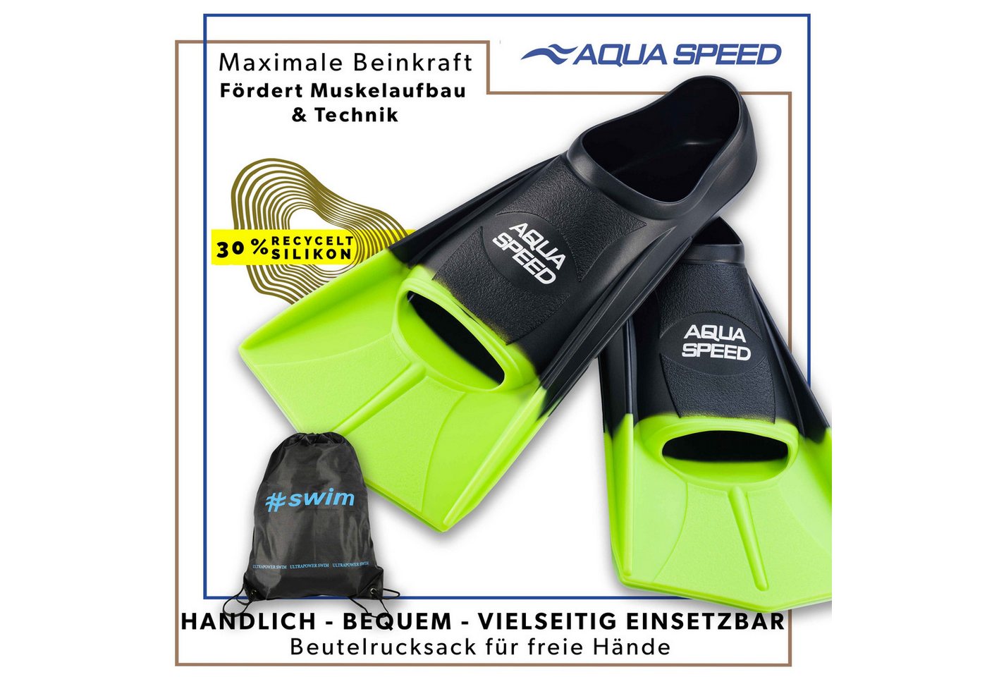 Aqua Speed Flosse Kurzflossen aus Silikon für leistungsorientiertes Schwimmtraining (Gezielte Trainingsunterstützung für saubere Beintechnik 35/36 schwarz), Gezielte Trainingshilfe für saubere Technik und gleichmäßige Serien