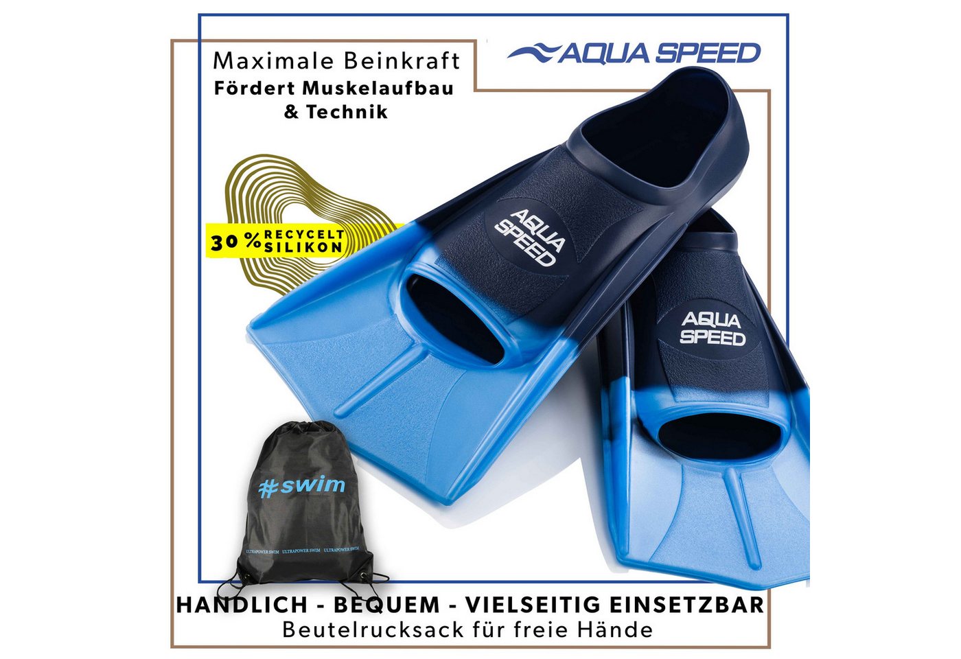 Aqua Speed Flosse Trainingsflossen Silikon Schwimmen – Kompakt und kraftvoll (Ausbalanciertes Techniktraining mit trainingsorientierter Flosse 39/40 hellblau), Kompakte Lösung für effiziente Technikschulung im Becken