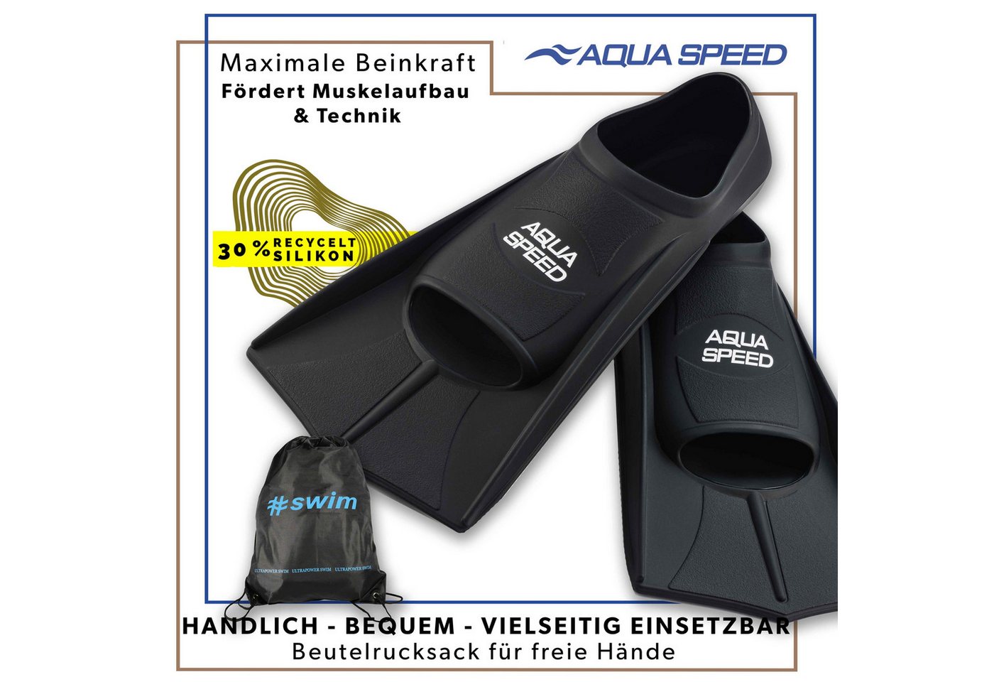 Aqua Speed Flosse Silikon Trainingsflossen kurz für intensive Trainingseinheiten (Ausgewogenes Techniktraining mit trainingsorientierter Flosse 39/40 schwarz), Silikonmodell für kontrollierte Intensität und saubere Abläufe Bild 4