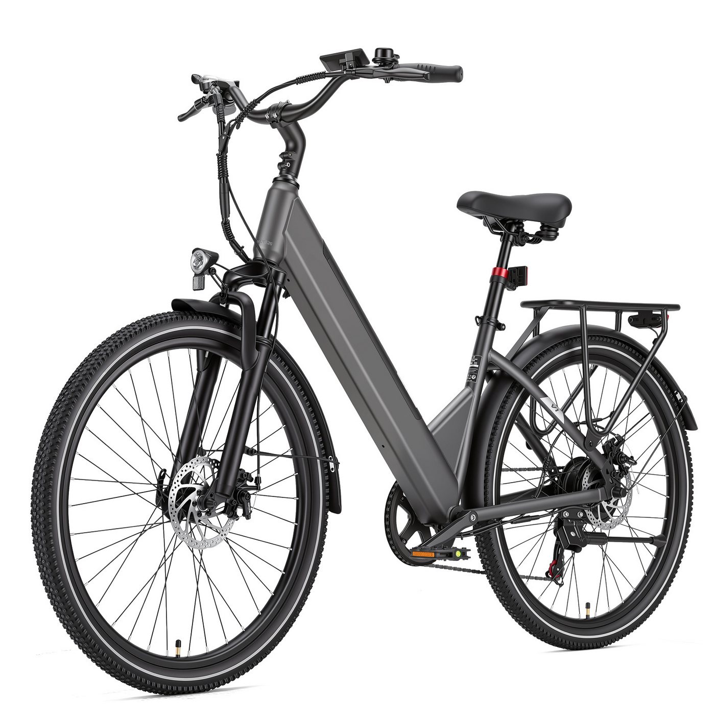 OOTD E-Bike Cityrad 26" 36V 14,5Ah Akku bis 75km, 250W Heckmotor, Shimano 7‑Gang‑Schaltung, 7 Gang Shimano ARDTZ500GSD Schaltwerk, Kettenschaltung, Hinterradmotor, 522 Wh, Tiefer Einstiegherausnehmbarer Akkugefederte Sattelstütze Bild 2
