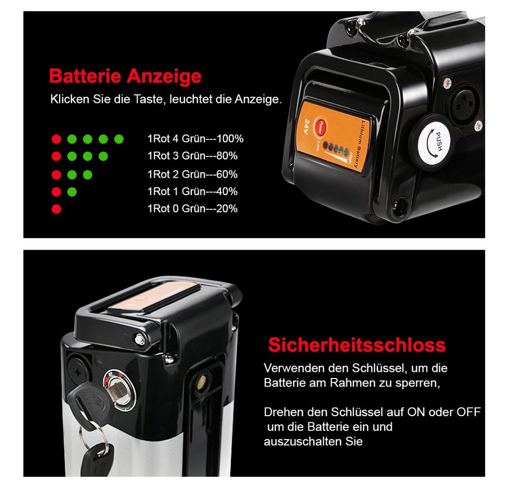 YOSE POWER E bike Akku 24V(25,9V) 10,4Ah für Prophete, nicht für Ruhrwerk E-Bike Akku (24 V) Bild 5