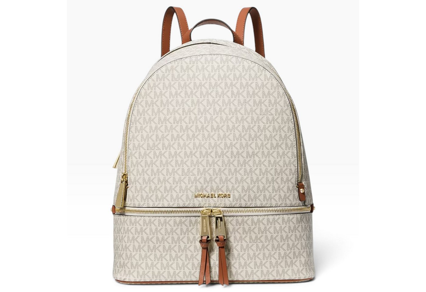 MICHAEL KORS Rucksack Michael Kors Rhea Large Rucksack Vanilla Logo Canvas Gold Bild 3