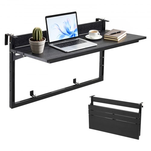 VEVOR Balkonhängetisch 795x380 mm Klapptisch 27 kg Hängetisch Balkontisch, für Terrasse Garten Balkon, Passend für Geländer mit 0–90 mm Durchmesser, Höhenverstellbar, Holz-Kunststoff-Verbundmaterial