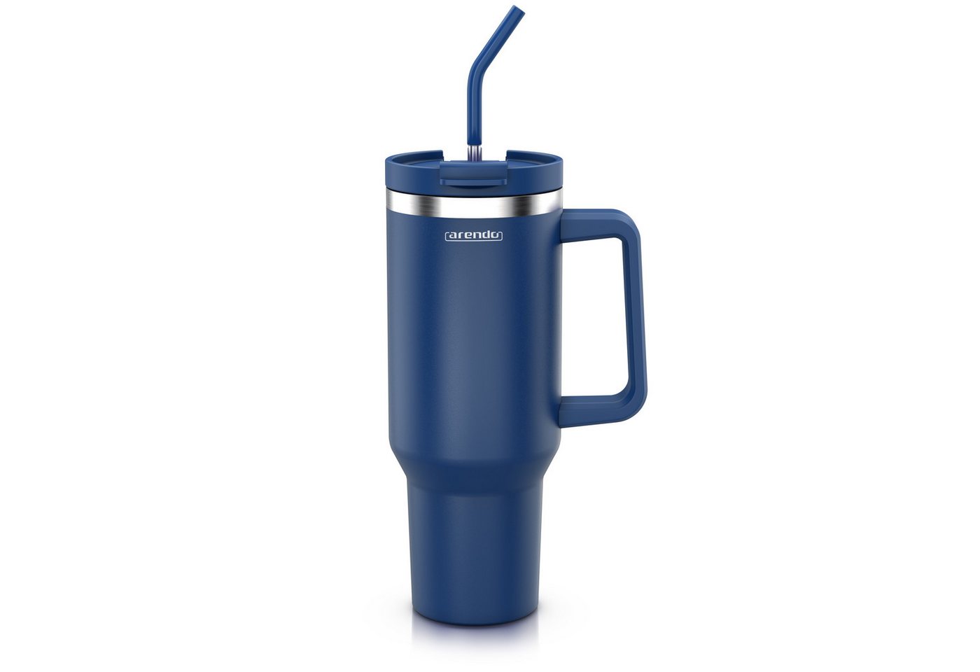 Arendo Thermobecher, Tumbler 1200 ml, Becher mit Deckel, Henkel und Strohhalm, Thermal Mug, dunkelblau Bild 5
