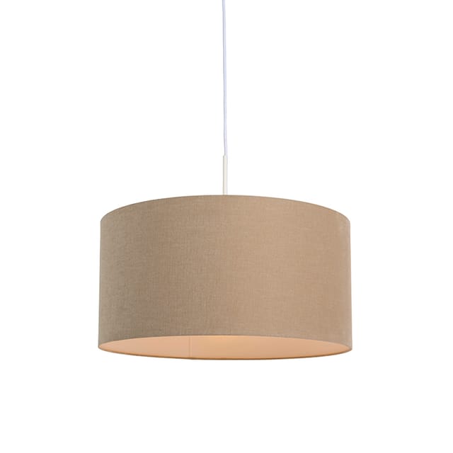 Ländliche Hängelampe Weiß Mit Hellbraunem Schirm 50 Cm – Combi