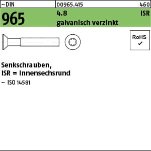 No Brand - Senkschraube Din 965 Innensechsrund M 6 X 25 -t30 4.8 Galvanisch Verzinkt