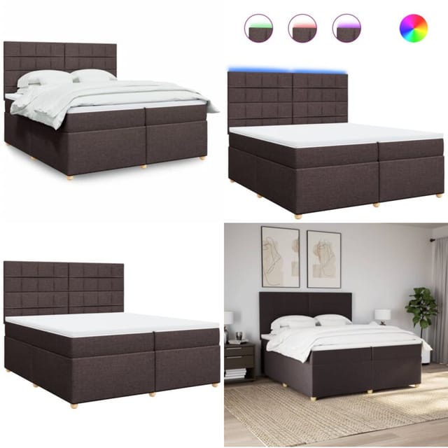 Boxspringbett Mit Matratze Dunkelbraun 200x200 Cm Stoff - Matratze - Led-beleuchtung