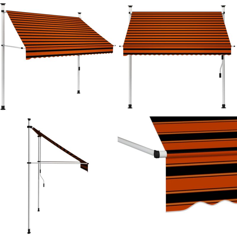 Einziehbare Markise Handbetrieben 200 Cm Orange Und Braun - Handbetrieb - Einziehbar