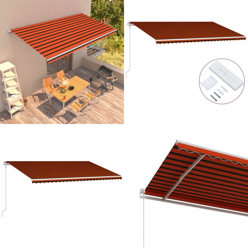 Automatisch Einziehbare Markise 600×300 Cm Orange Und Braun - Markise Terrasse - Markise Balkon