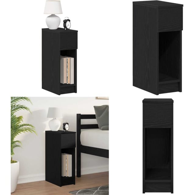 Nachttisch Mit Schublade Schwarz Eichen-optik 20x36x60 Cm - Schubladen - Holz