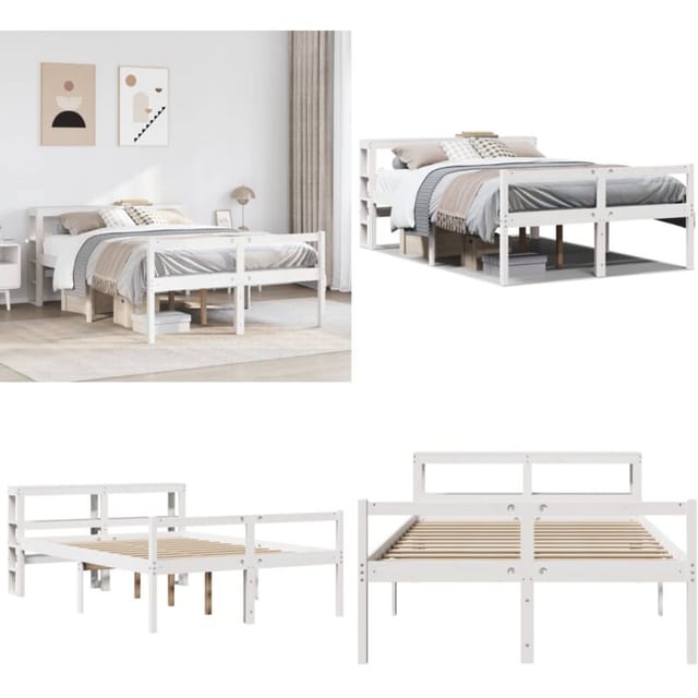 Seniorenbett Mit Kopfteil Ohne Matratze Weiß 120x200 Cm - Holz-bett - Kiefer-bett