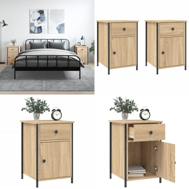 Nachttische 2 Stk. Sonoma-eiche 40x42x60 Cm Holzwerkstoff - Nachttisch 2 Stück - Holz Nachttisch