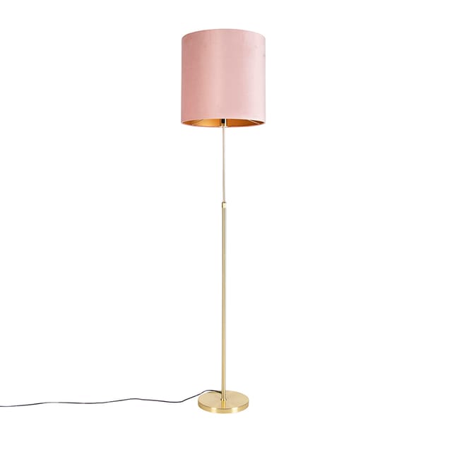 Stehleuchte Gold / Messing Mit Veloursschirm Pink 40/40 Cm - Parte