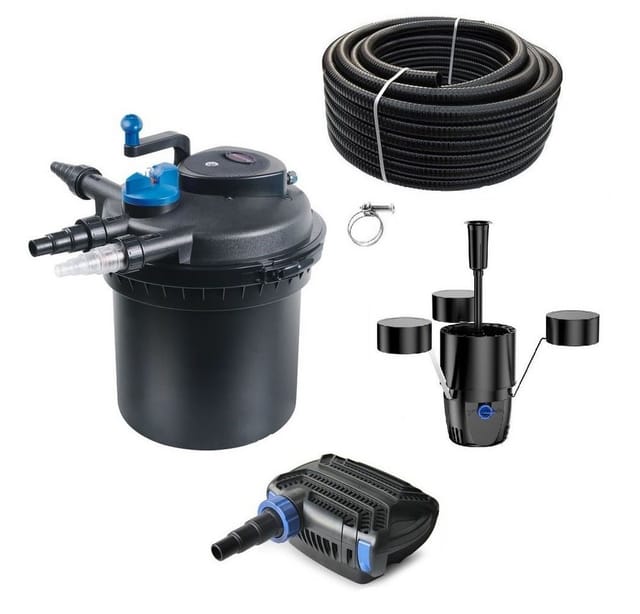 Druckteichfilter Set Cpf 5000 Mit 10w Eco Pumpe 10m Schlauch Externer Skimmer Nr.20