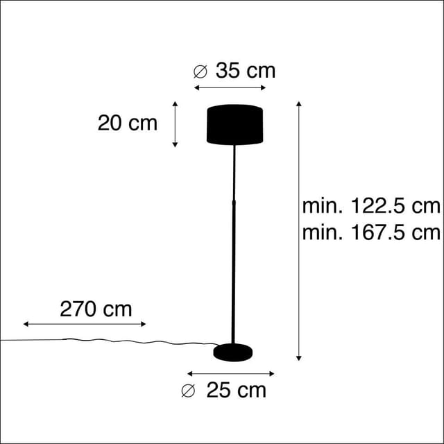 Stehleuchte Schwarz Mit Veloursschirm Ockergelb Mit Gold 35 Cm - Parte