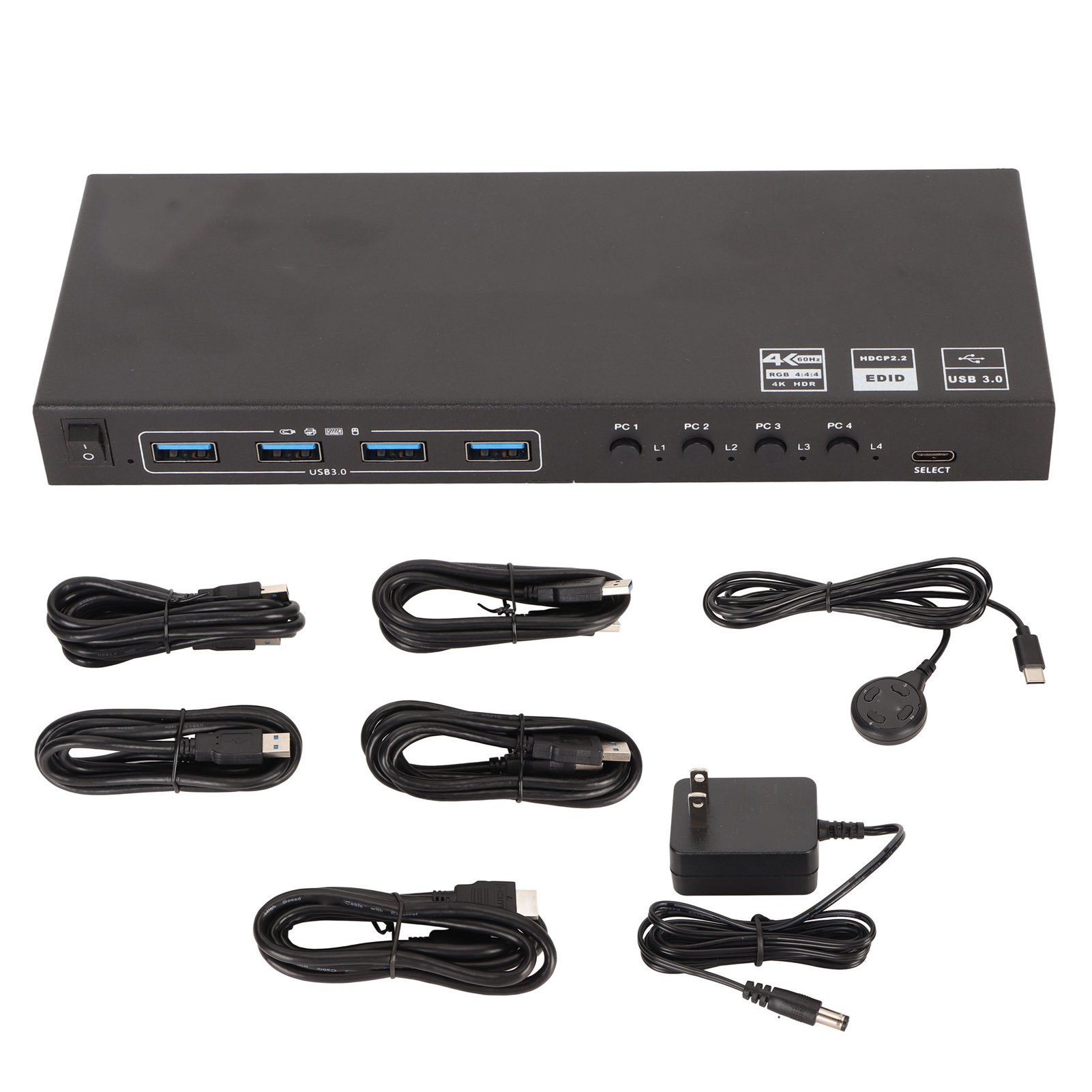 8 Port Usb Kvm Switch Mit 4 Usb 30 Anschlussen 18 Gbits 4k 60 Hz 2k 120 Hz Hdcp 22 Fur Tastatur Maus Und Pc 100240 V Us Stecker