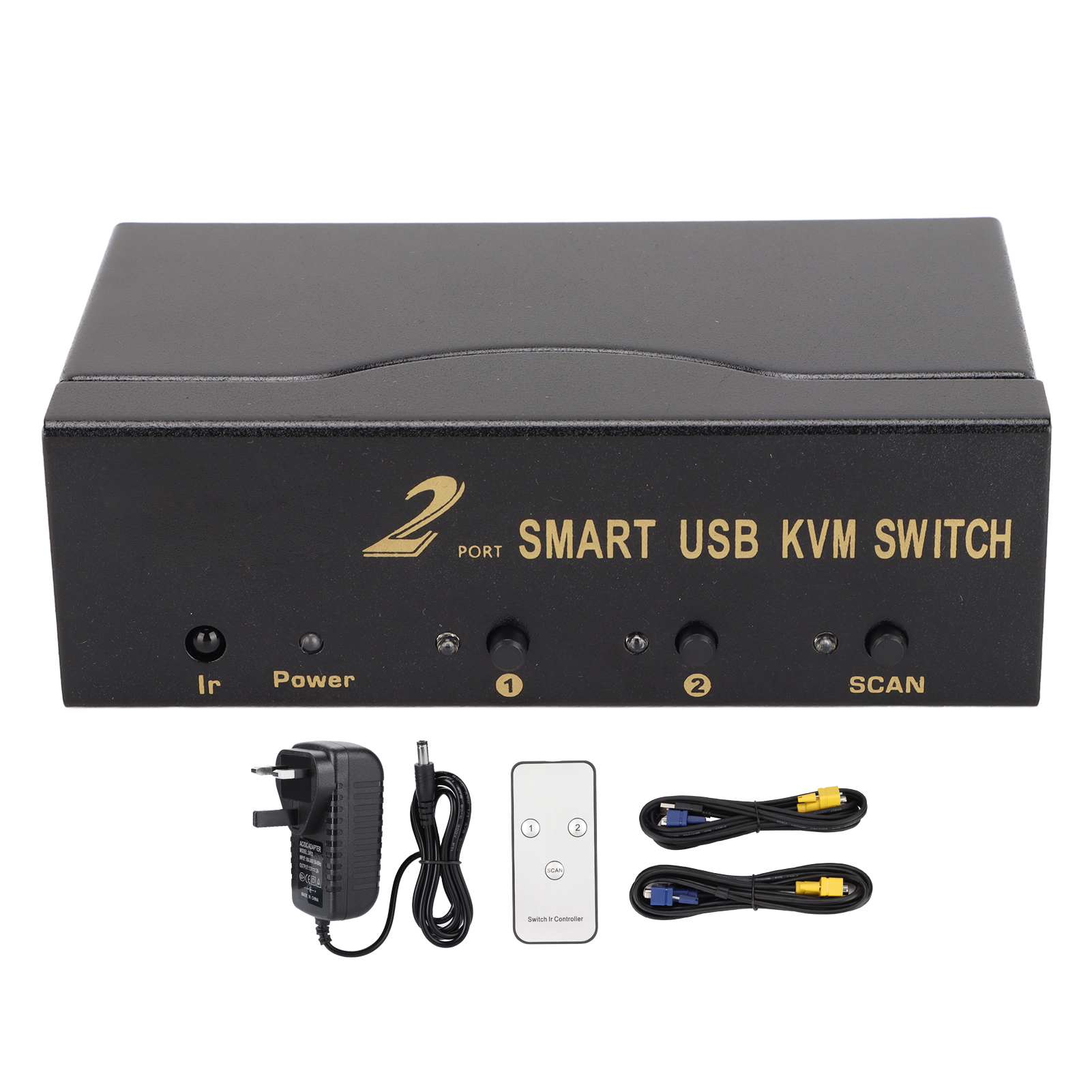 2 In 1 Vga Kvm Switch Mit 4 Usb Anschlussen Bildschirm Maus Und Tastaturfreigabe Fur Mehrere Computer 100240 V Netzteil Uk Stecker