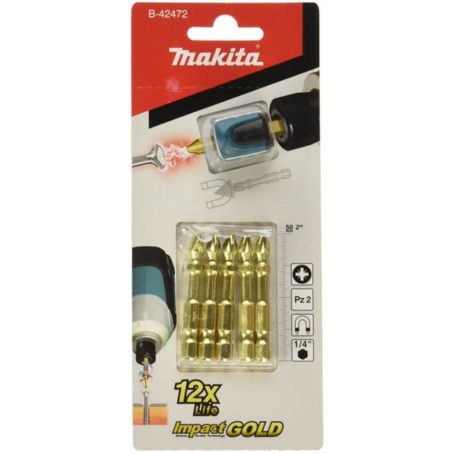 B-42472 - Blister Of 5 Bits Pz2 Impact Gold + Mag Boost - Makita