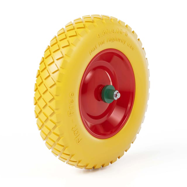 Wiltec - Pannensicheres Pu Rad 4.8/4.00-8 90 X 390 Mm 160 Kg, Polyurethan Vollgummi Schubkarren Komplettrad Mit Steckachse, Schubkarrenrad Pannensicher