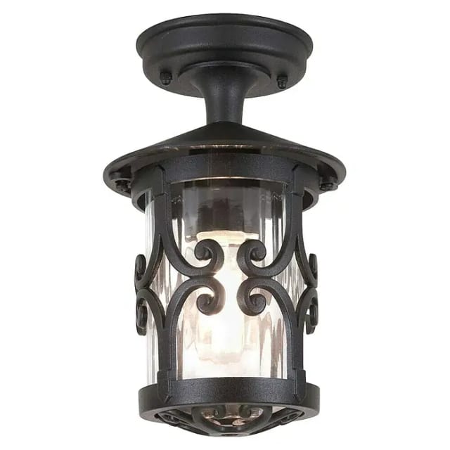 Elstead - Außen Deckenlaterne Hereford Aus Alu Im Landhausstil, Schwarz Höhe 26cm