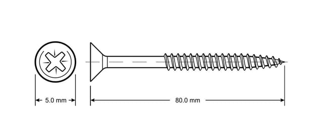 Trendline - Universalschrauben 5,0 X 80mm Pz2 150 Stück Spanplattenschrauben