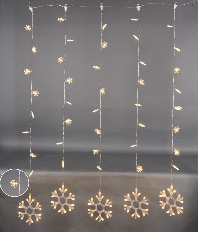Trendline Lichtervorhang 132 Led Schneeflocken Timer Weihnachtsbeleuchtung