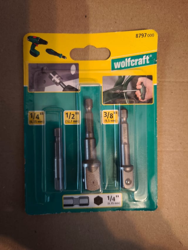 Stecknuss-adapter-set 3-teilig Sechskant Ersatzakkus & Aufsätze - Wolfcraft