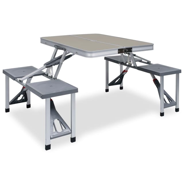Klappbarer Campingtisch Mit 4 Sitzen Stahl Aluminium Vidaxl
