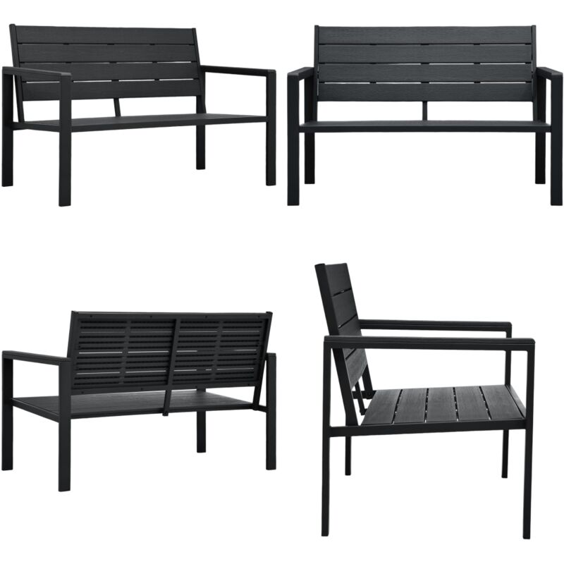 Gartenbank 120 Cm Hdpe Schwarz Holz-optik - Hdpe - Holzoptik