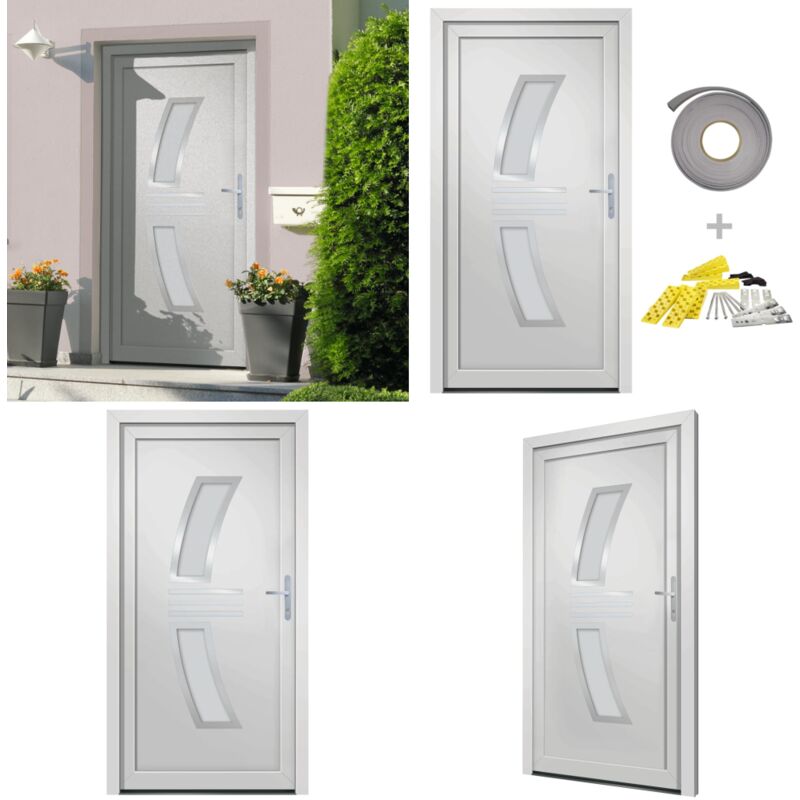 Haustür Weiß 108x208 Cm Pvc - Pvc-tür - Aluminiumschwelle