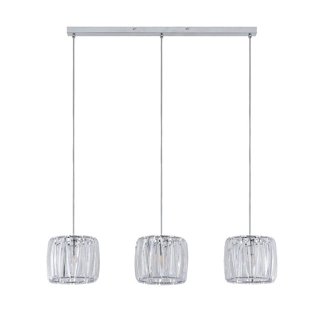 [neuwertig] B-ware Lindby Hängelampe Pendelleuchte Sofia Chrom Transparent Metall Acryl 3-flammig