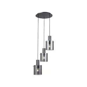[neuwertig] B-ware Brilliant Riffelini Hängelampe Pendelleuchte Glas Rauchgrau Designer Lampe