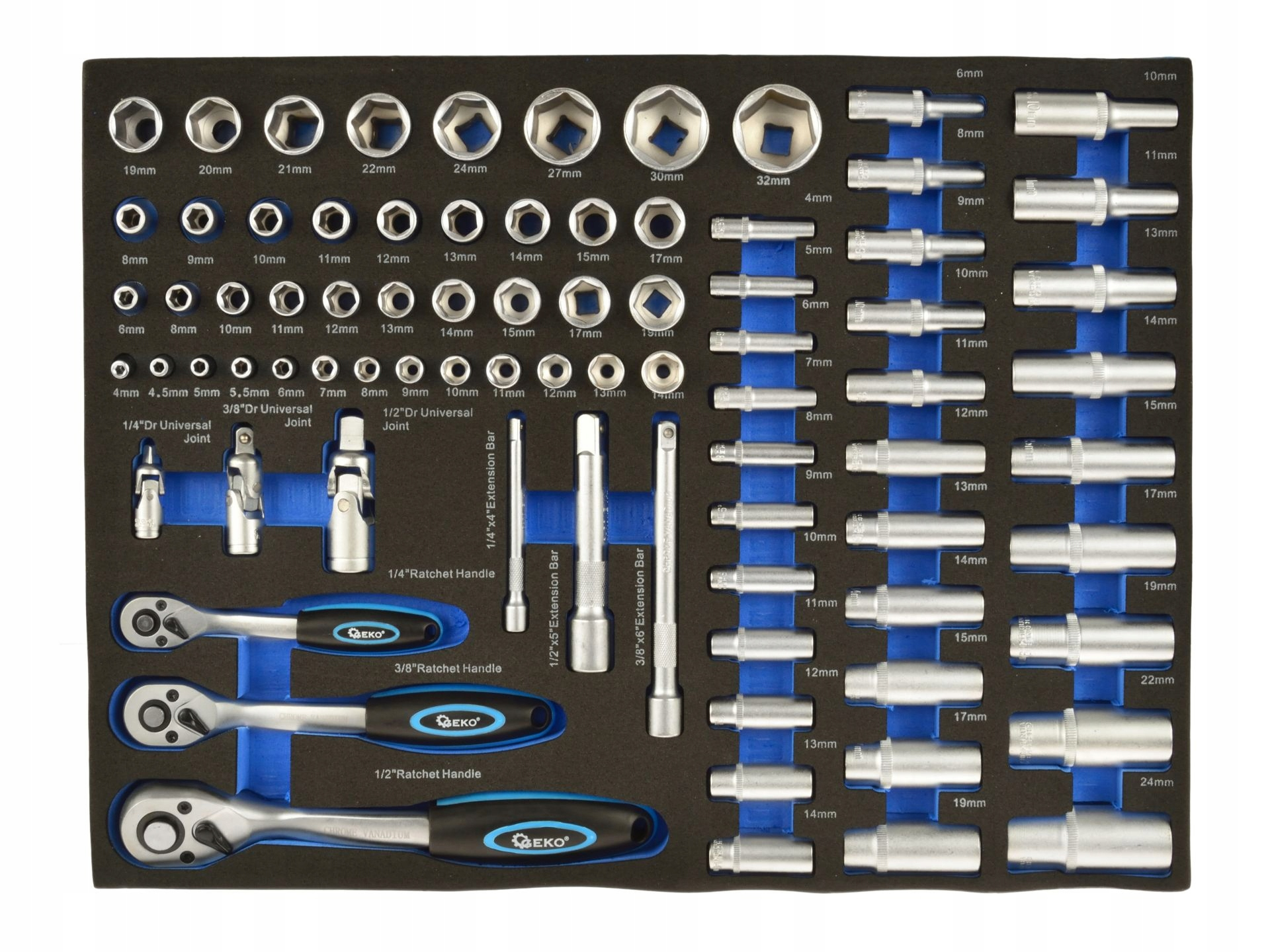 Steckschlüssel Geko Socket Wrench Set 72 Zähne Ergonomisch