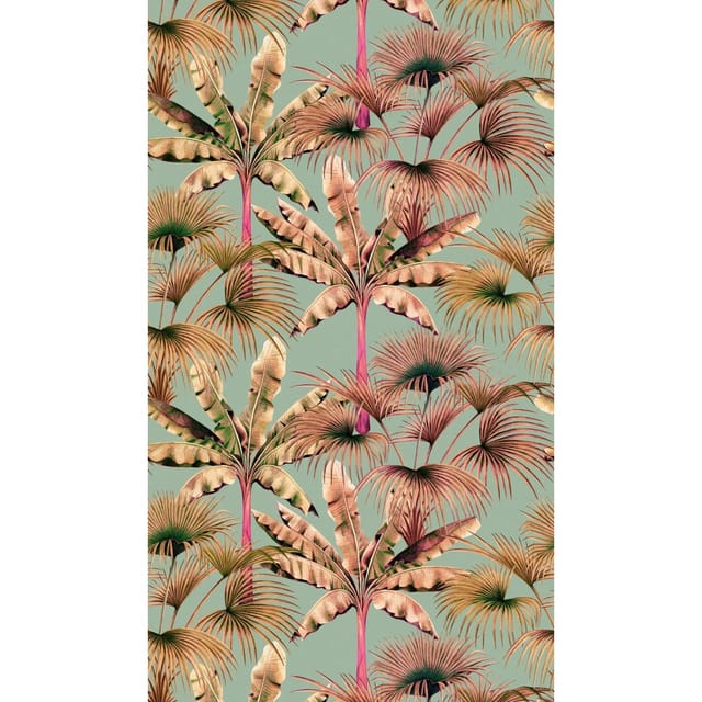Fototapete Profhome 391832 Heißgeprägte Vliestapete Glatt Mit Dschungel-design Matt Türkis Türkis-grün Beige-braun Rosa 1,59 M X 2,8 M