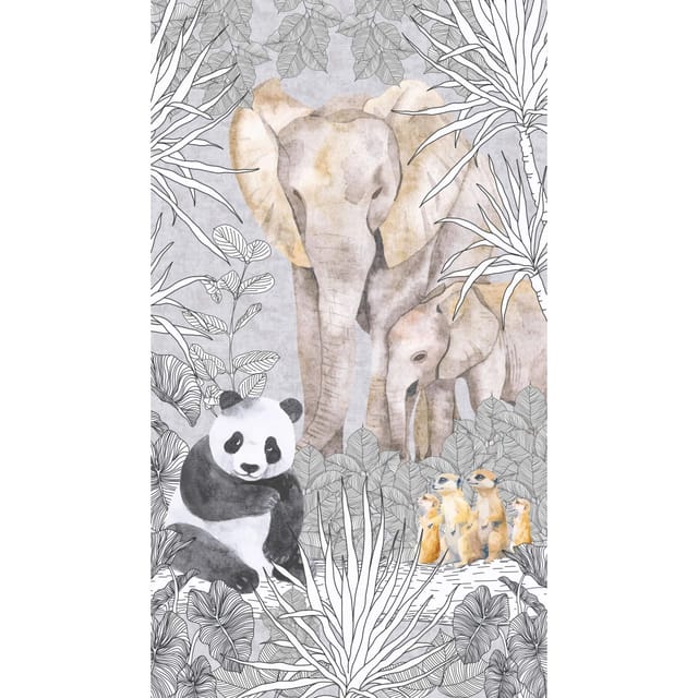 Fototapete Profhome 770701 Vliestapete Glatt Kindertapete Matt Grau Beige Schwarz Creme-weiß 1,59 M X 2,8 M