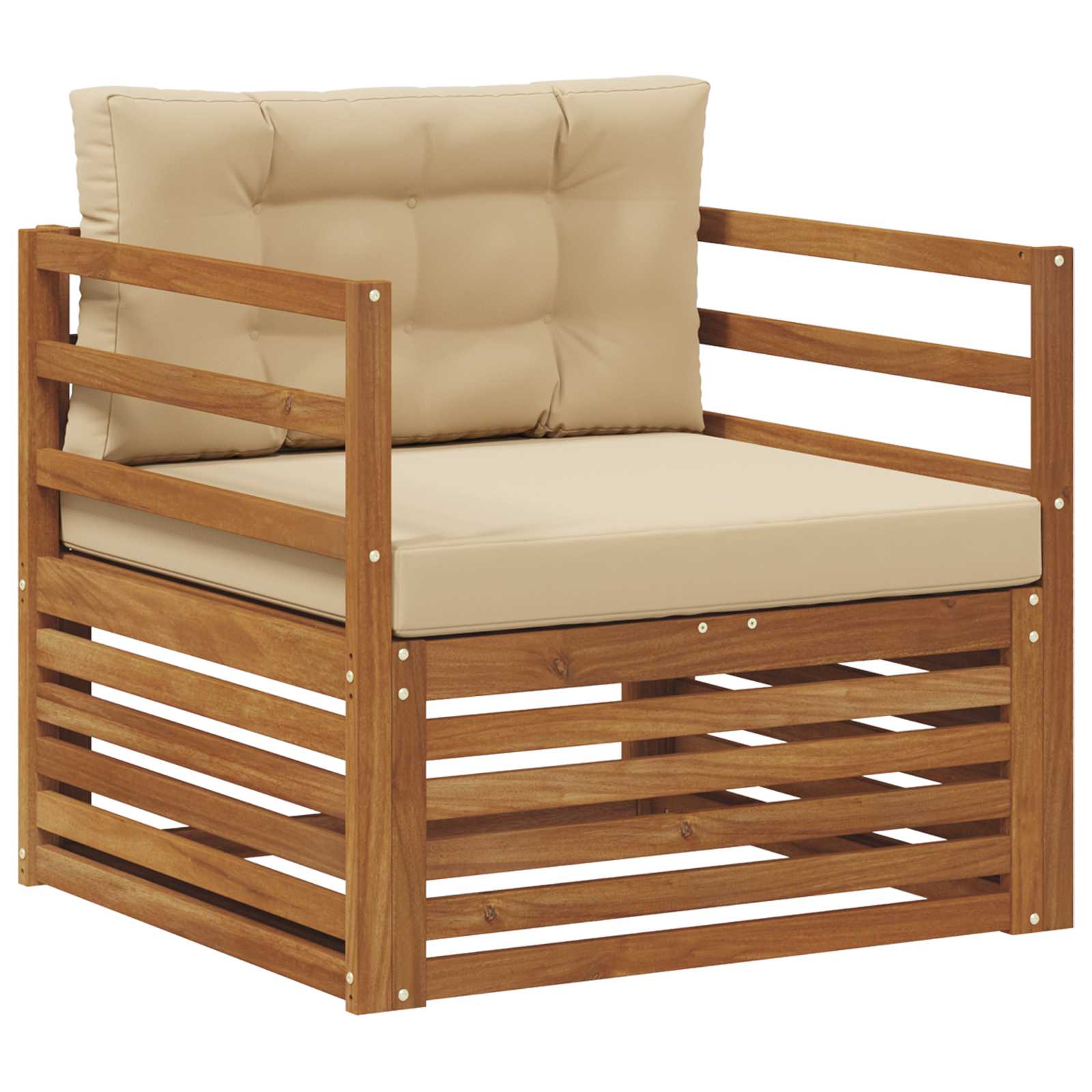 Outdoor-sofa Massives Akazienholz Und Polyester Natur Und Beige Vidaxl