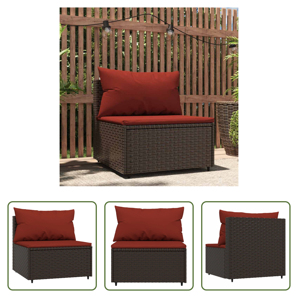 Mittelsofa - Garten-mittelsofa Mit Kissen Braun Poly Rattan