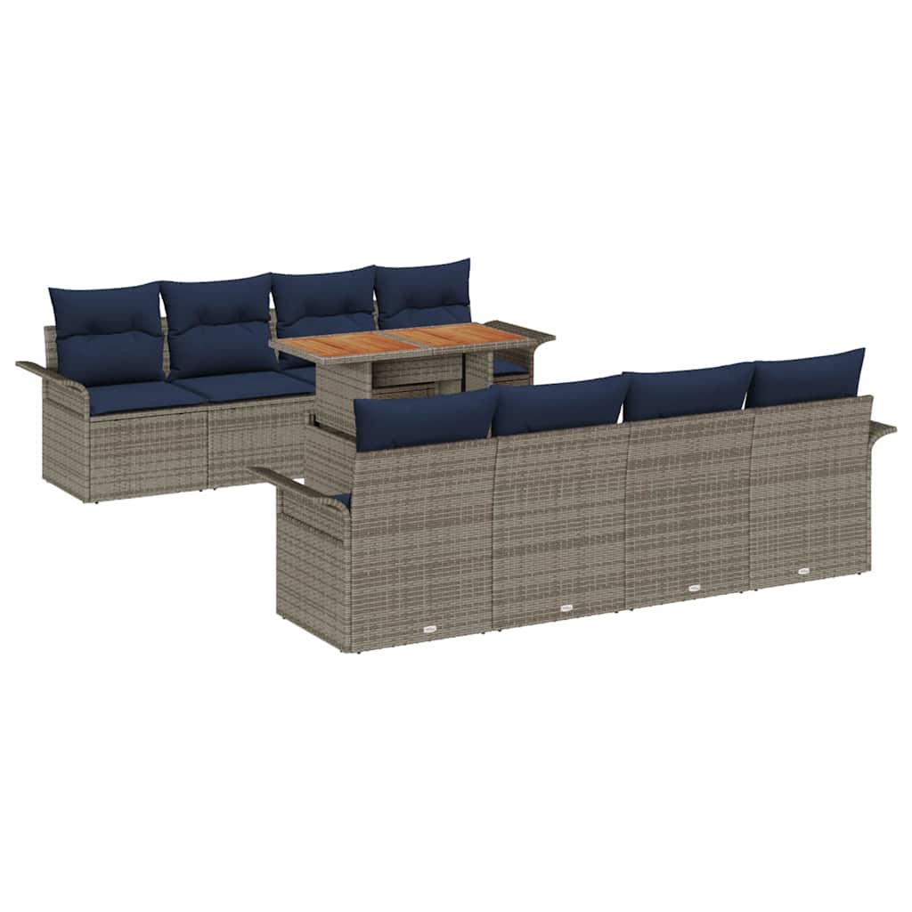 Garten-sofa-set 9 Stk. Grau Poly Rattan Vidaxl