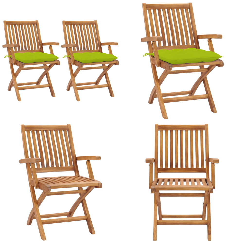 Gartenstühle 2 Stk. Mit Hellgrünen Kissen Massivholz Teak - Gartenstuhl - Gartenstühle - Home & Living