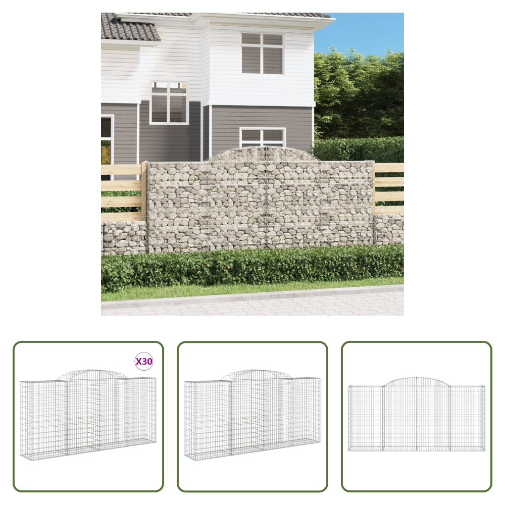 Schalldämmung - Gabionen Mit Hochbogen 30 Stk 300x50x140/160cm Verzinktes Eisen