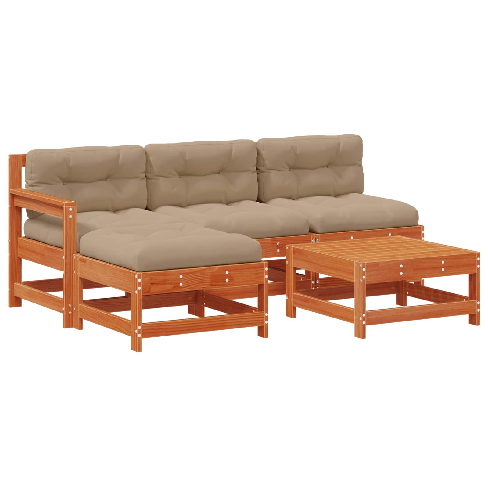 Maison Exclusive - Garten-lounge-set 5 Stk. 4-sitzer Wachsbraun K