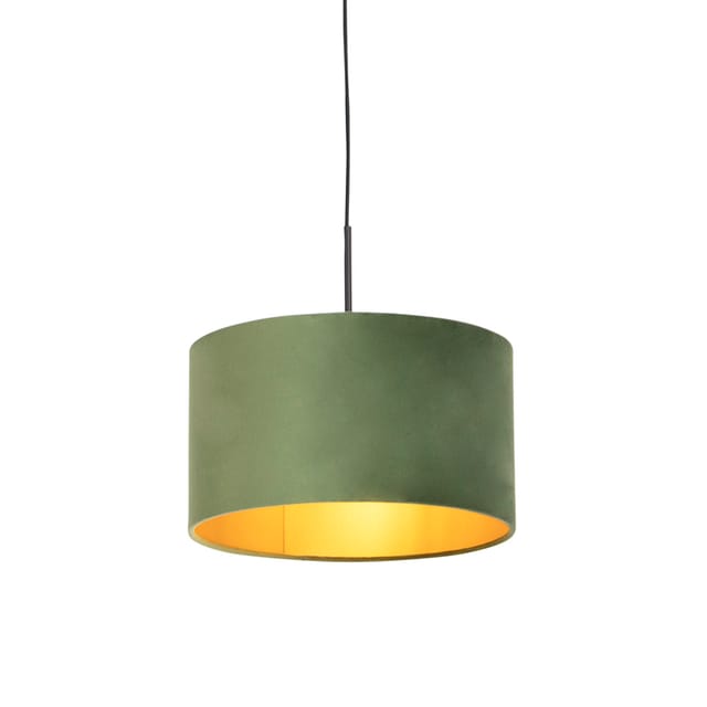Hängelampe Mit Veloursschirm Grün Mit Gold 35 Cm - Combi