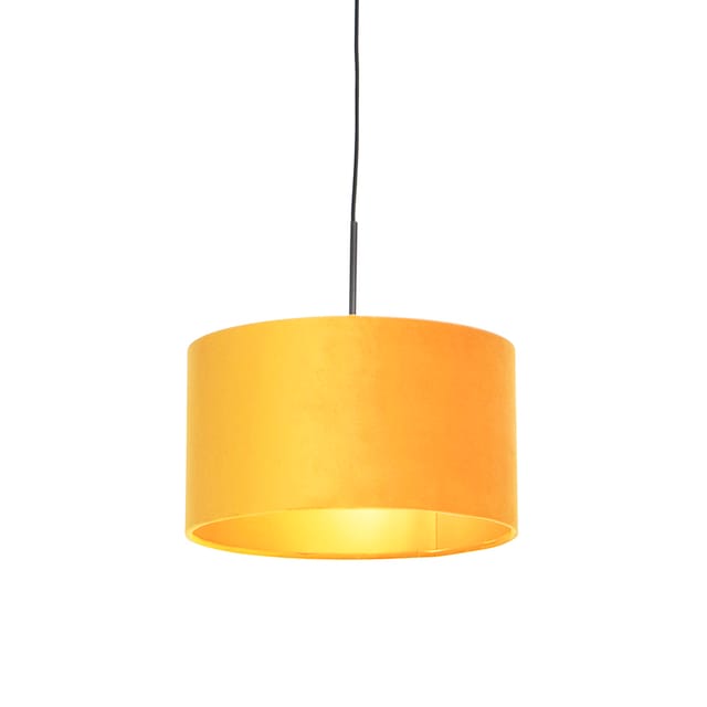 Hängelampe Mit Veloursschirm Ocker Mit Gold 35 Cm - Combi