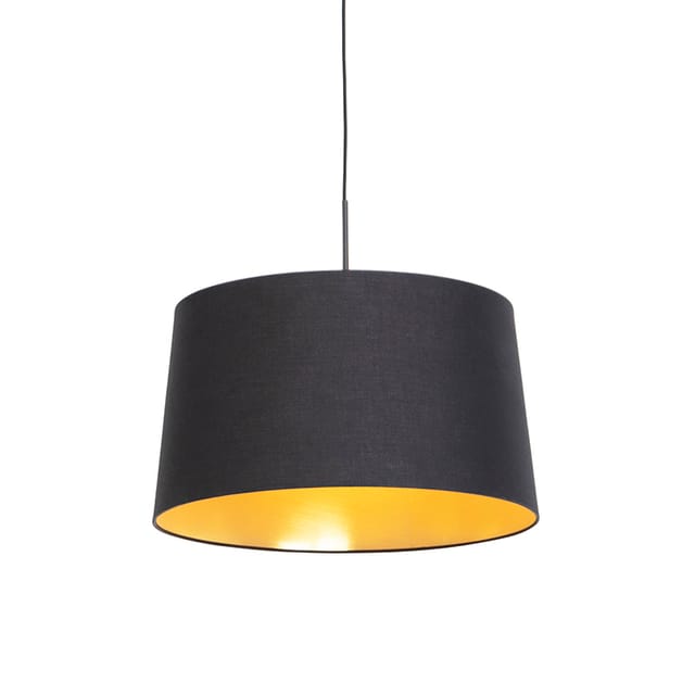 Hängelampe Mit Baumwollschirm Schwarz Mit Gold 50 Cm - Combi