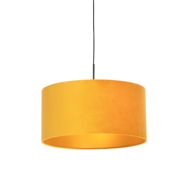 Hängelampe Mit Veloursschirm Gelb Mit Gold 50 Cm - Combi